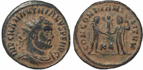 Roman coin of Maximianus antoninianus - CONCORDIA MILITVM